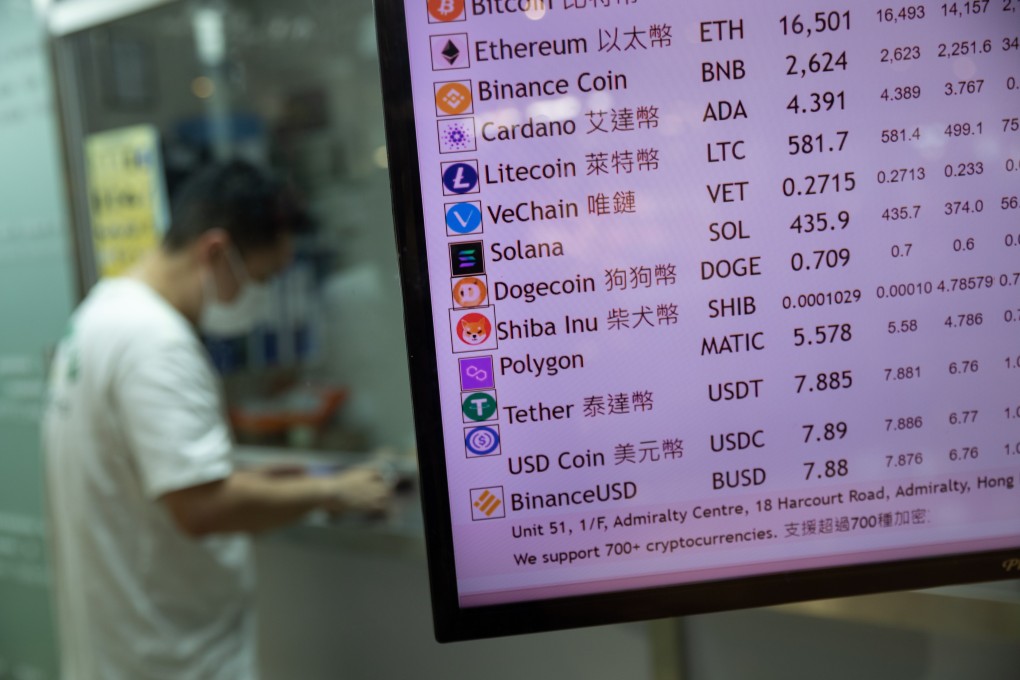 A monitor displays the rates of cryptocurrencies in Hong Kong on May 23, 2022. Photo: EPA-EFE