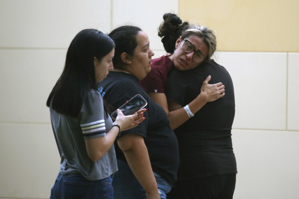 People outside the Civic Centre following a deadly school shooting at Robb Elementary School in Uvalde, Texas. Photo: AP