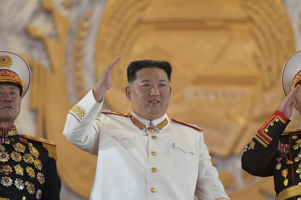 North Korean leader Kim Jong-un watches a military parade to mark the 90th anniversary of North Korea’s army in Pyongyang in April. Photo: Korean Central News Agency/Korea News Service via AP