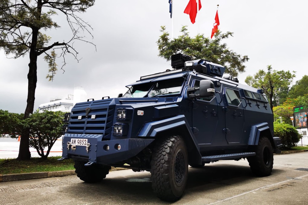 Hong Kong police will roll out six new “Saber-toothed tiger” anti-riot armoured vehicles next month. Photo: Handout