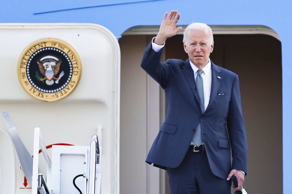 US President Joe Biden departs the US Yokota Air Base in the suburbs of Tokyo on May 24. Photo: Kyodo