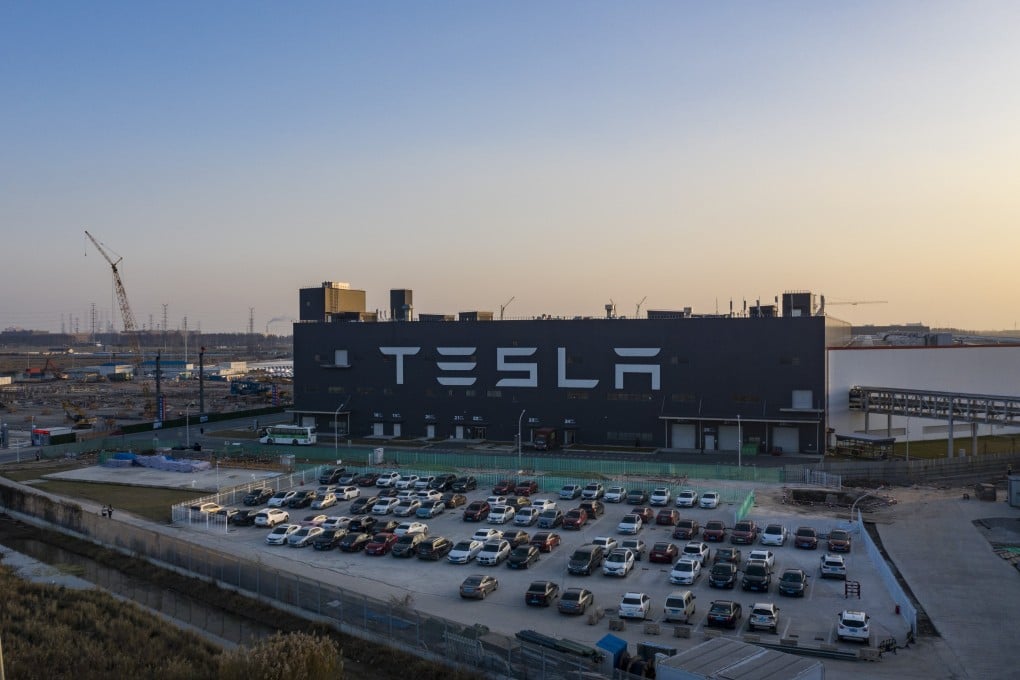 An aerial view of Tesla’s Gigafactory at the Lingang free trade area in Shanghai on December 25, 2020. Photo: Bloomberg.