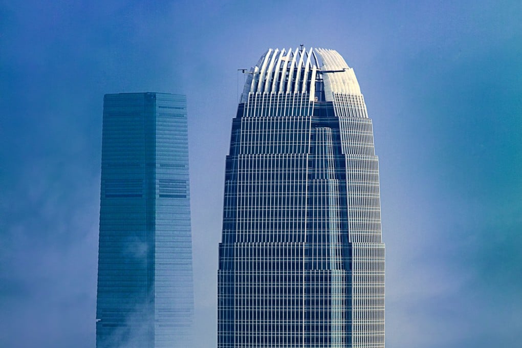 The tops of the IFC (International Finance Centre, right) and ICC (International Commerce Centre), Hong Kong’s two tallest buildings in a city of thousands of skyscrapers. Photo: Getty Images