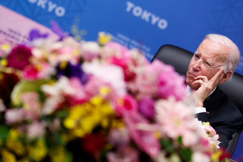 US President Joe Biden attends an Indo-Pacific Economic Framework launch event at the Izumi Garden Gallery in Tokyo on May 23. Photo: Reuters