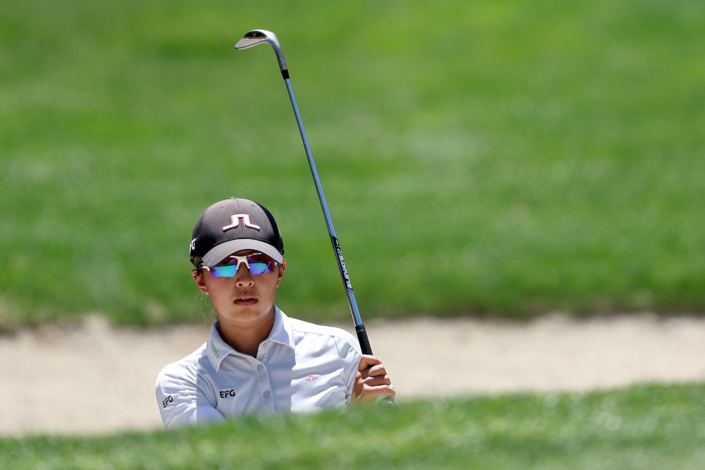 Tiffany Chan chips onto the green at 10 during the Bank of Hope LPGA Match-Play at Shadow Creek Golf Course. Photo: AFP