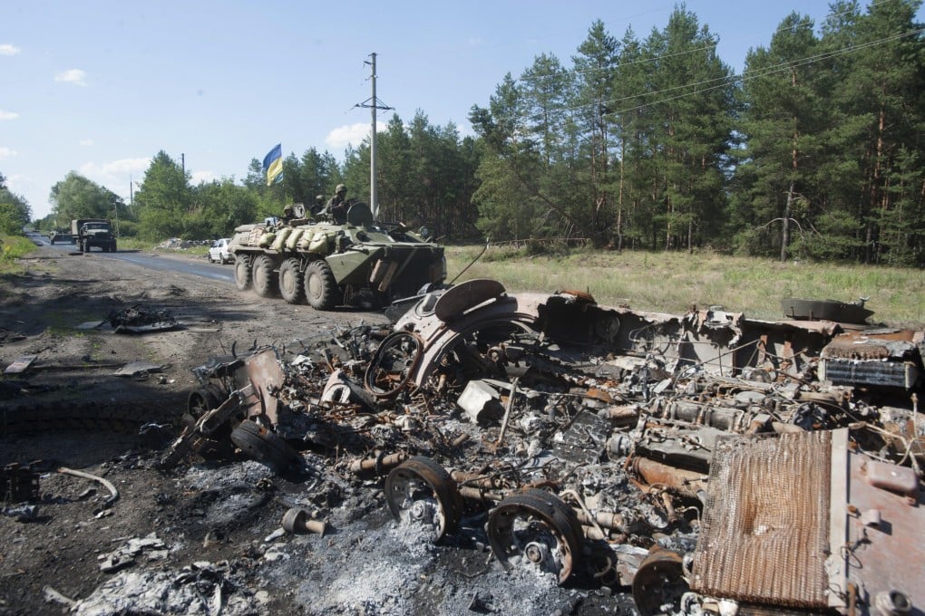A checkpoint in Lyman, eastern Ukraine; the region has been captured according to pro-Russian separatists. Photo: AP