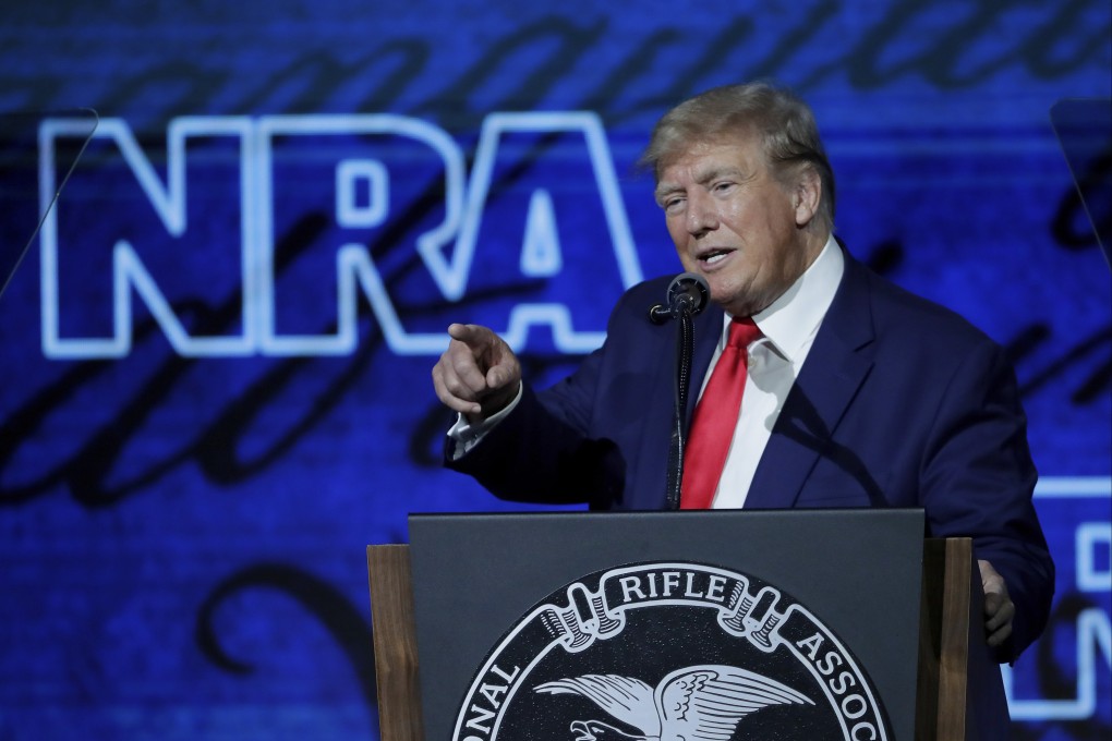 Donald Trump speaks during the Leadership Forum at the NRA Annual Meeting in Houston. Photo: AP