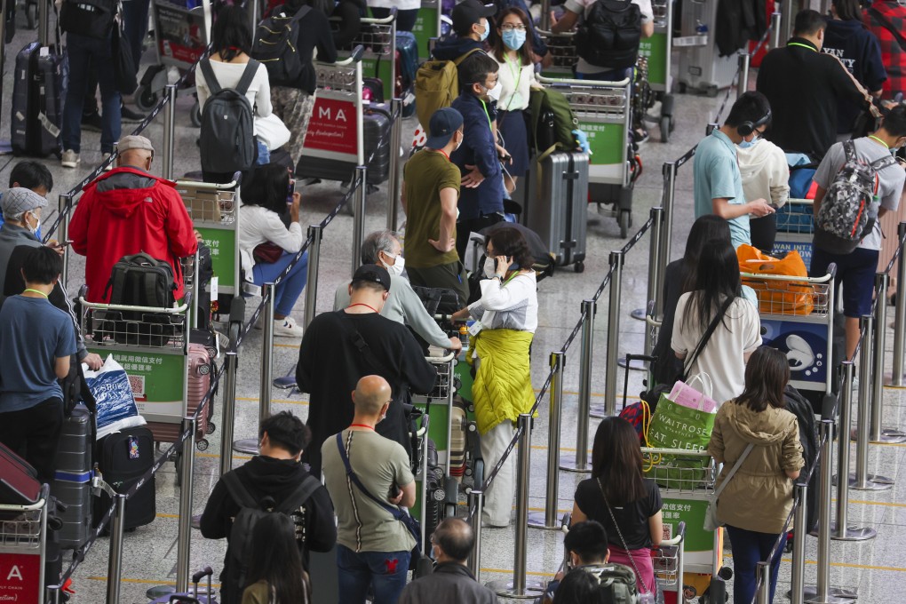 Travellers arrived in Hong Kong waiting to be quarantined at the Hong Kong International Airport. Photo: Yik Yeung-man