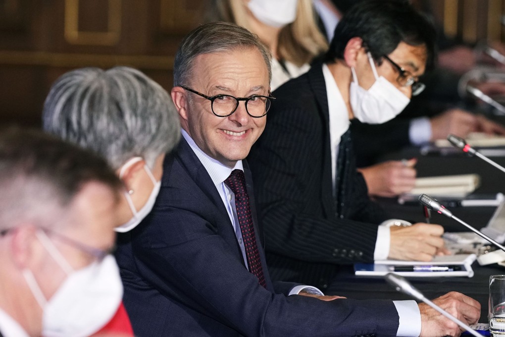 Australian Prime Minister Anthony Albanese holds talks with Japanese Prime Minister Fumio Kishida at the State Guest House in Tokyo on May 24. Photo: Kyodo