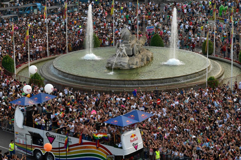 Revellers at the Gay Pride 2018 parade in Madrid, one of the world’s biggest. Photo: AFP