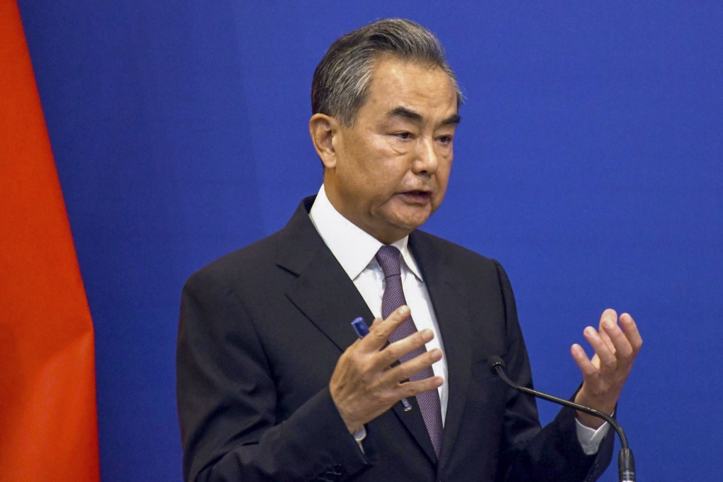 China’s Foreign Minister Wang Yi speaks at a press conference at the Pacific Islands Foreign Ministers’ meeting in Suva, Fiji. Photo: AP