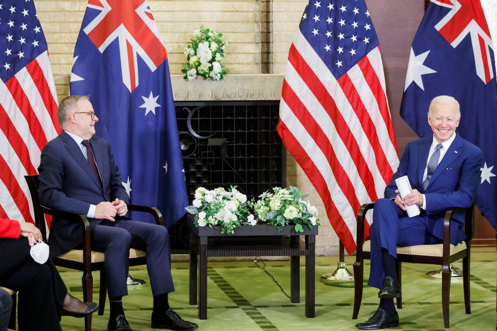Australia’s Prime Minister Anthony Albanese (left) joins US President Joe Biden at the Quad Summit, at Kantei Palace in Tokyo, on May 24. Photo: Reuters