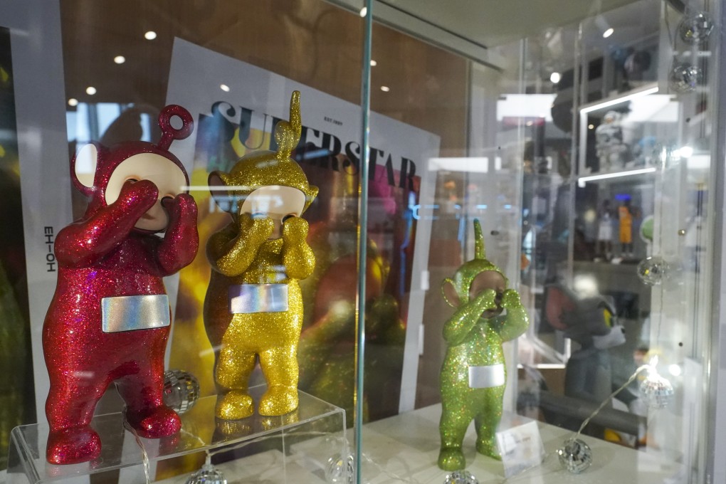 Teletubbies toys seen in the KK PLUS store in Mong Kok, where a giant version of them was damaged. Photo: Felix Wong