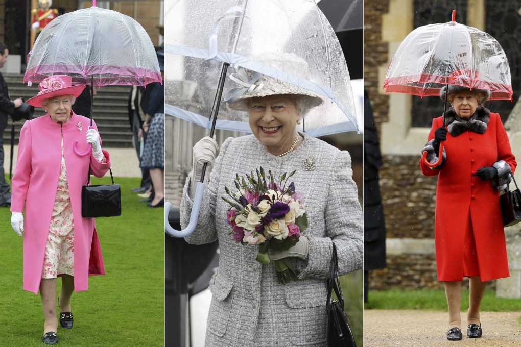 Britain’s Queen Elizabeth’s signature clear, bird-cage umbrellas are made by Fulton Umbrellas. As the Platinum Jubilee draws closer, we take a look at Elizabeth’s style through the decades. Photo: AP