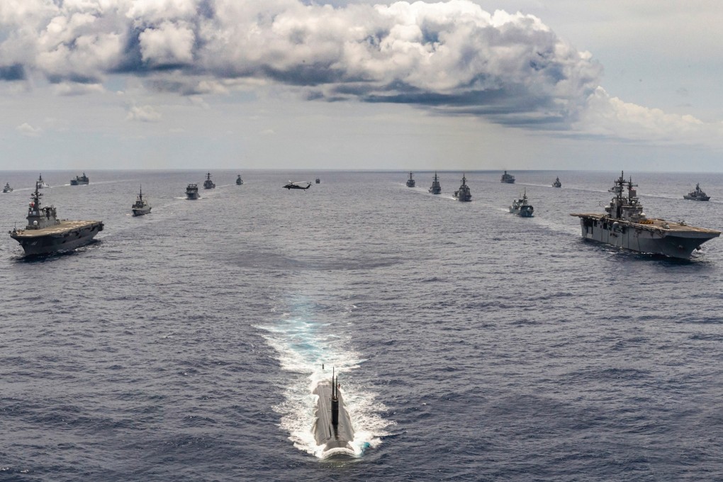 Ships and a submarine take part in the 2020 Rimpac exercises off the coast of Hawaii. Photo: US Pacific Fleet