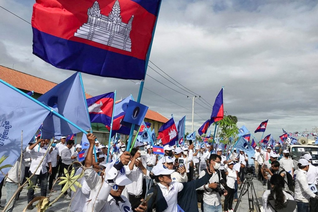 Supporters of Cambodia’s Candlelight Party, take part in a campaign rally for the upcoming local elections. Photo: Reuters