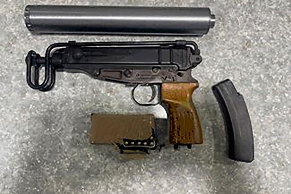 The Czech-made submachine gun had a sound suppressor with it. Photo: Hong Kong Police