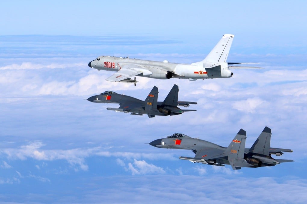 Chinese military aircraft pictured during a 2016 drill. PLA jets made more than 30 sorties near Taiwan on Monday. Photo: Xinhua