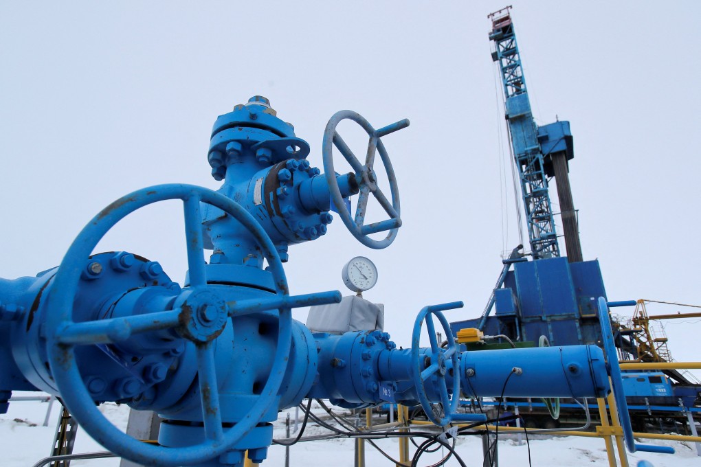 Valves are seen near a drilling rig at a gas processing facility operated by Gazprom at Bovanenkovo gas field on the Arctic Yamal peninsula, Russia in May 2019. Photo: Reuters