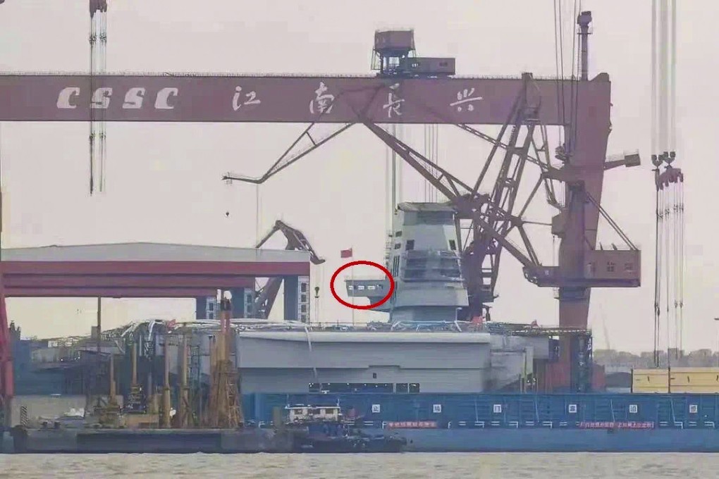 The carrier is being built at Shanghai’s Jiangnan dockyard. Photo: WeChat