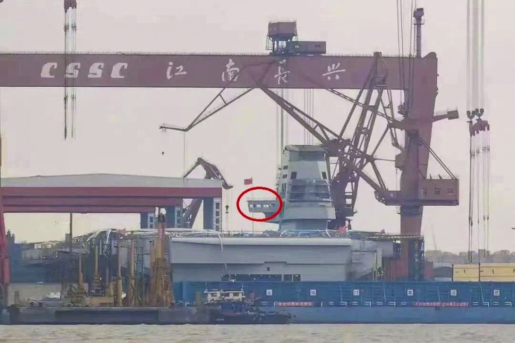 The carrier is being built at Shanghai’s Jiangnan dockyard. Photo: WeChat