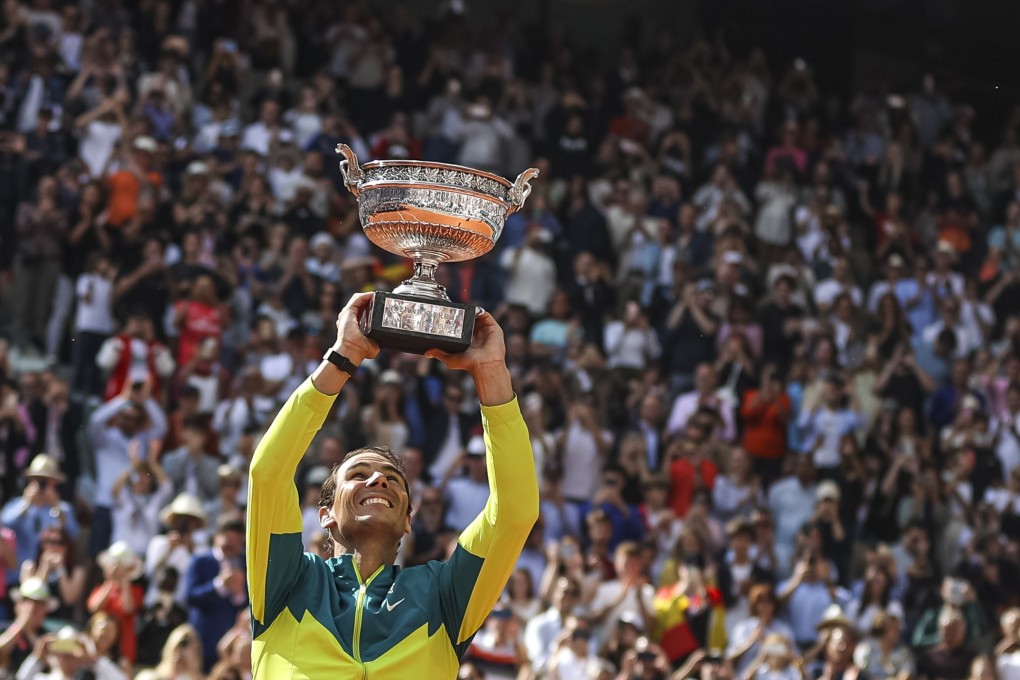 Rafael Nadal with the trophy La Coupe des Mousquetaires after beating Casper Ruud in the men’s singles final. Photo:  EPA-EFE