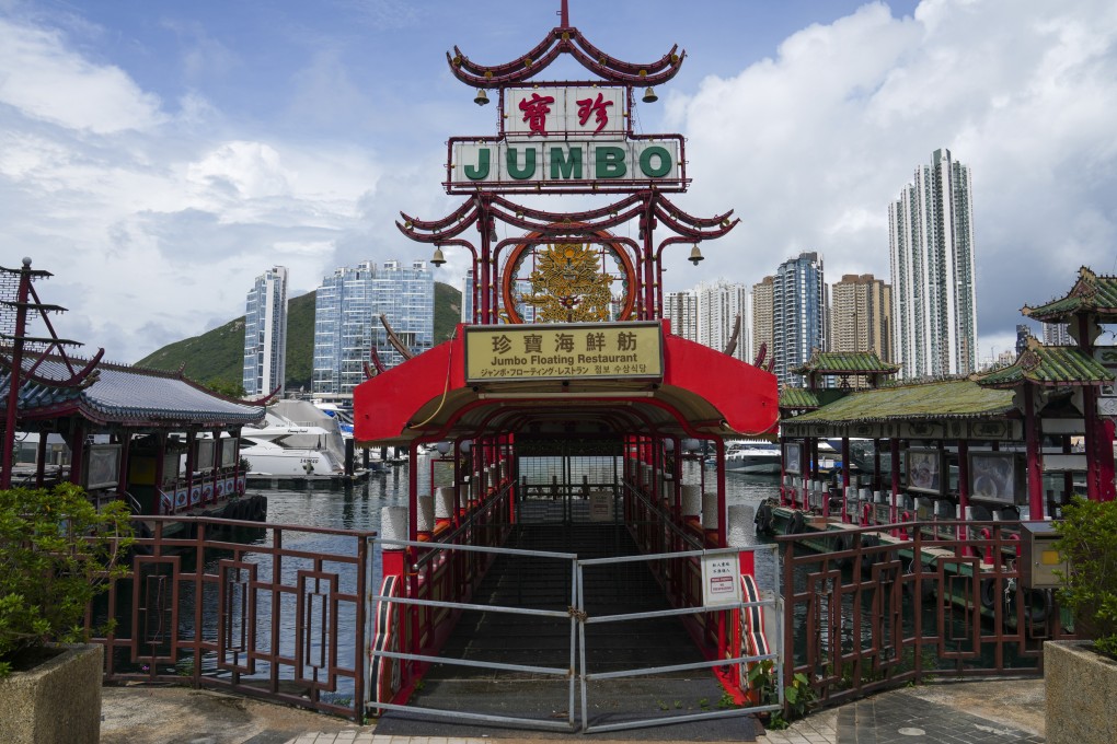 The iconic Jumbo Floating Restaurant in Aberdeen could leave Hong Kong in weeks as its operator has warned that being closed for two years because of the pandemic has racked up large, unsustainable bills. Photo: Sam Tsang