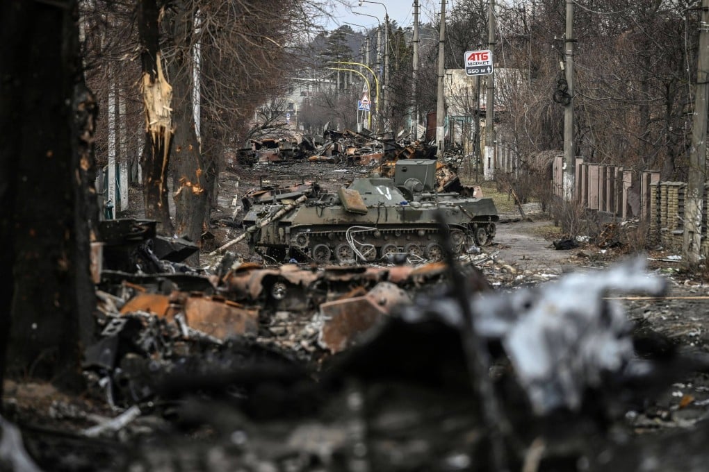Destroyed Russian tanks in Ukraine. File photo: AFP