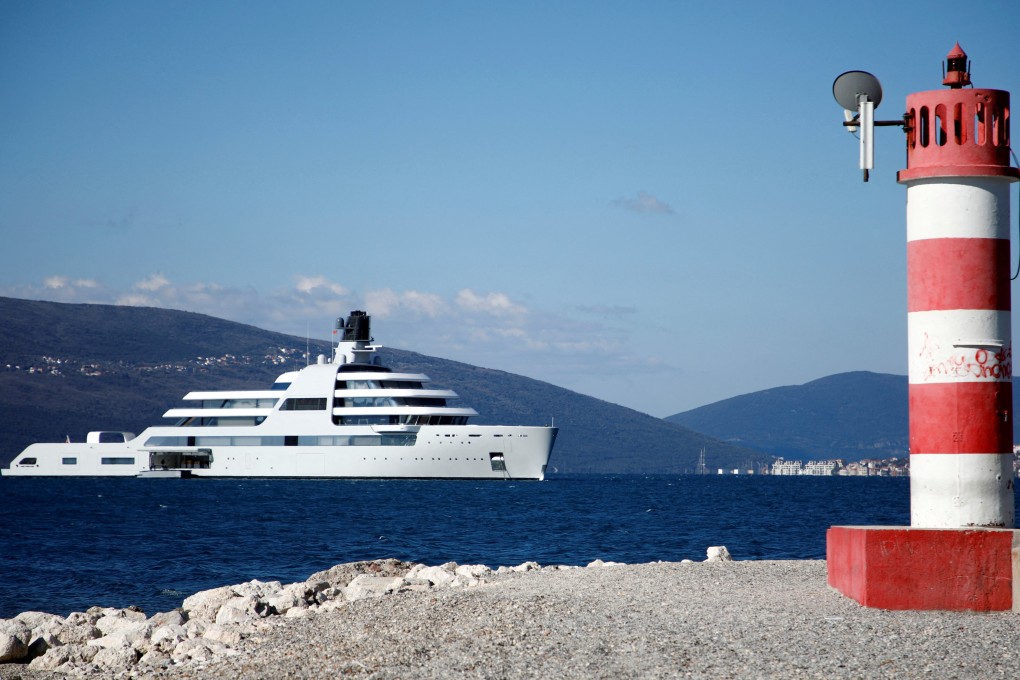 The superyacht Solaris, linked to Russian oligarch Roman Abramovich, travels through Porto Montenegro in Tivat, Montenegro, on March 12. Sanctions might have cost Abramovich his London mansion, two private jets and Chelsea Football Club, but he is more likely to be concerned about his net worth shrinking by US$7.6 billion since the start of Russia’s invasion of Ukraine. Photo: Reuters