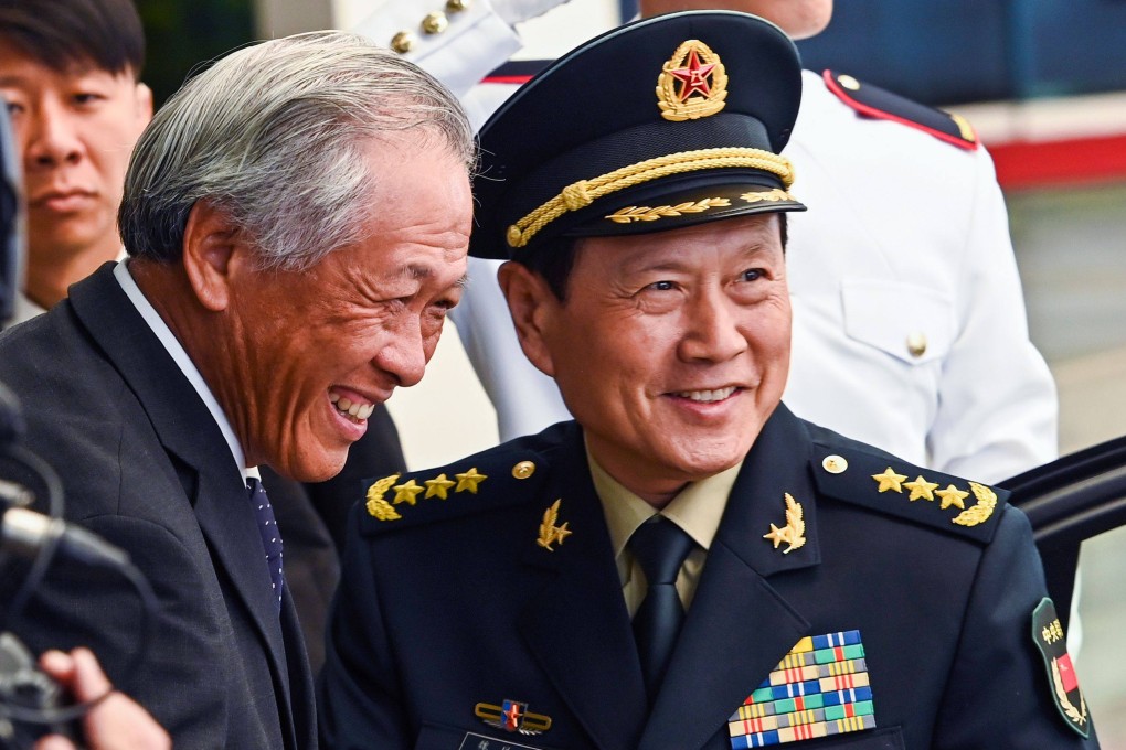 Singapore Defence Minister Ng Eng Hen and his China counterpart Wei Fenghe pictured in Singapore on May 29, 2019. File photo: AFP