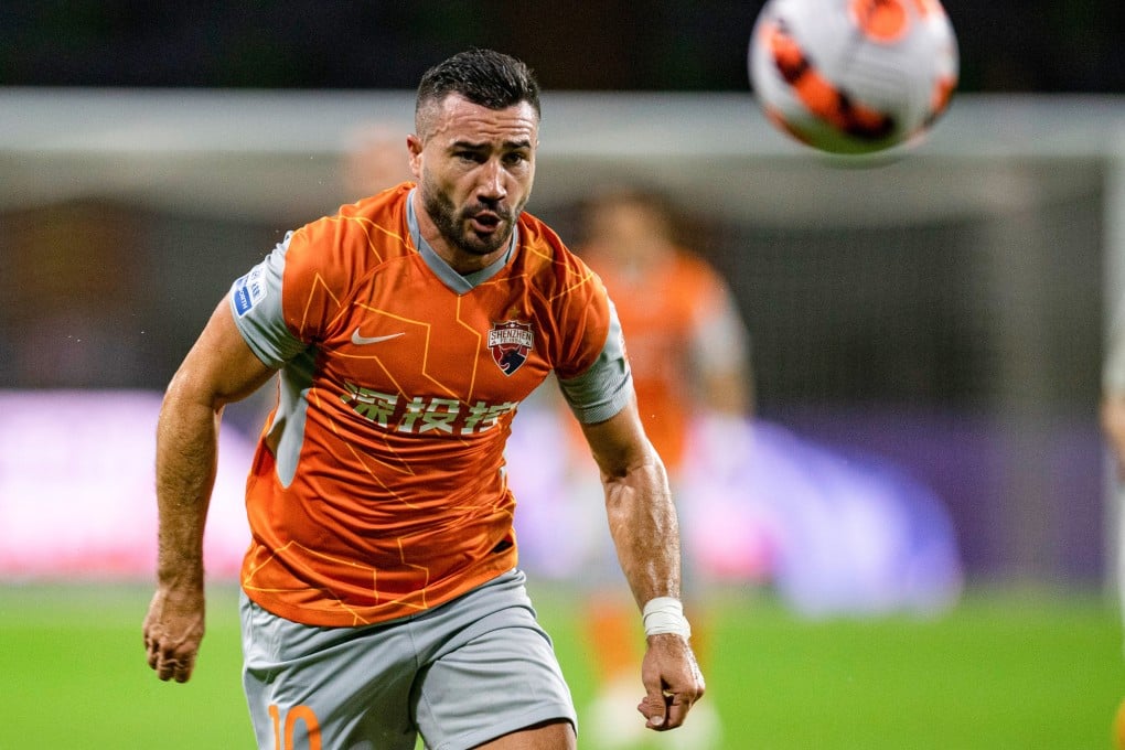 Romain Alessandrini of Shenzhen FC in action against Tianjin Tigers. Photo: Xinhua