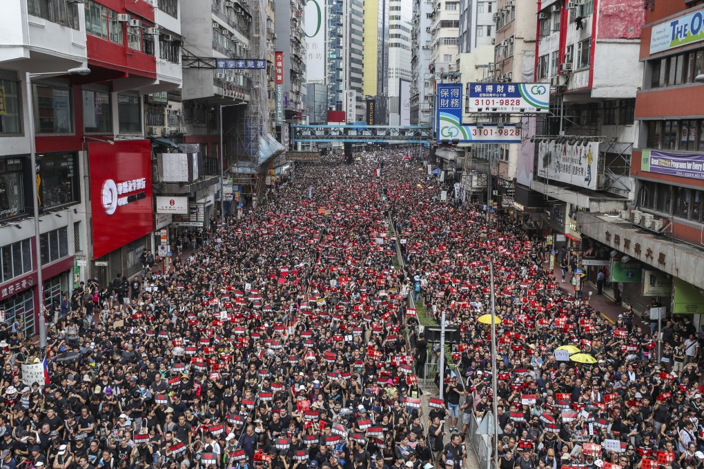 Protesters flood East Point Road in Causeway Bay in a 2019 march to government offices in Tamar, calling on Carrie Lam to resign over the extradition bill crisis. Photo: Sam Tsang