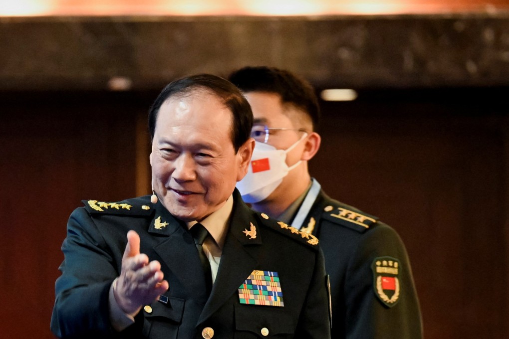 Defence Minister Wei Fenghe was a man of few words to reporters at Shangri-La Dialogue in Singapore. Photo: Reuters