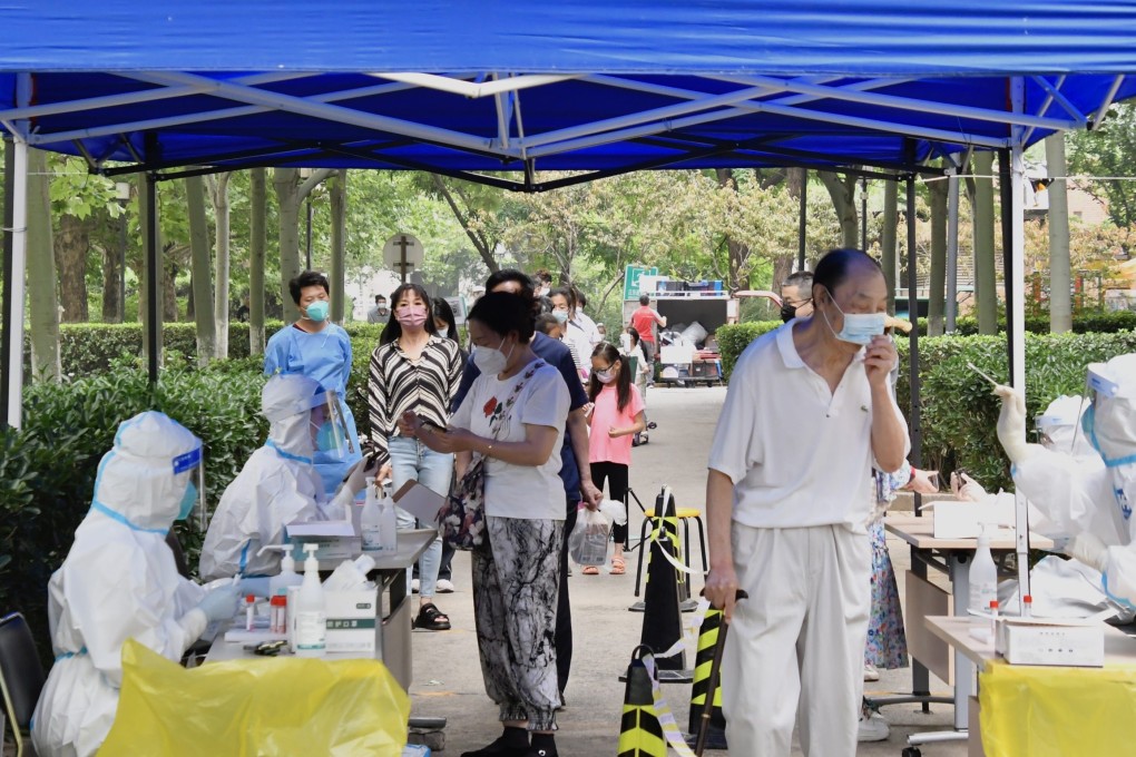 A nucleic acid Covid-19 testing booth in Beijing’s Chaoyang district, a bar cluster from where has spread to 14 of the city’s 16 districts. Photo: Xinhua