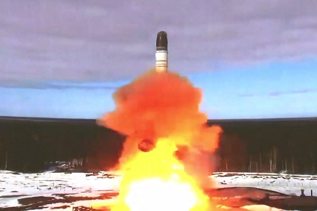 The launching of the Sarmat intercontinental ballistic missile at Plesetsk testing field, Russia. Photo: Handout / Russian Defence Ministry / AFP