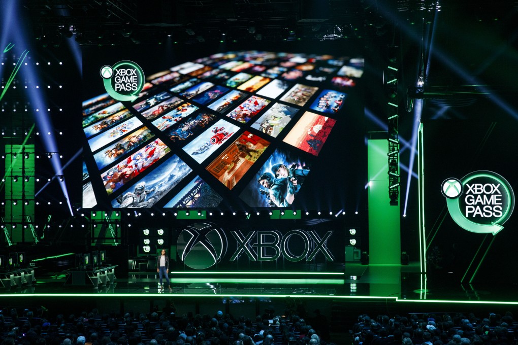 Microsoft features the Xbox Game Pass during an Xbox event ahead of the E3 Electronic Entertainment Expo in Los Angeles on June 9, 2019. Photo: Bloomberg