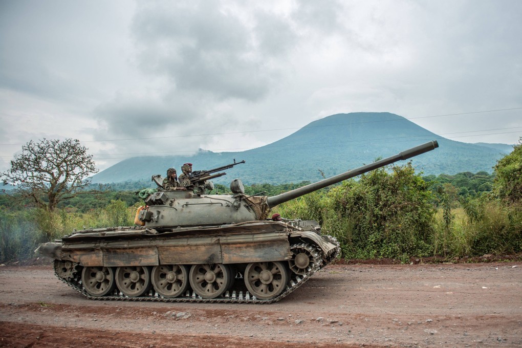 A Congolese army tank heads towards the front line near Kibumba in the area surrounding the North Kivu city of Goma. File photo: AFP