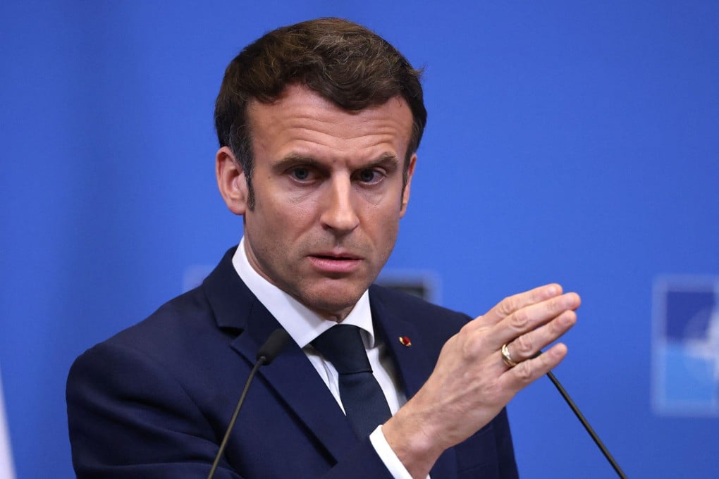 French President Emmanuel Macron on March 24, 2022. Photo: Getty