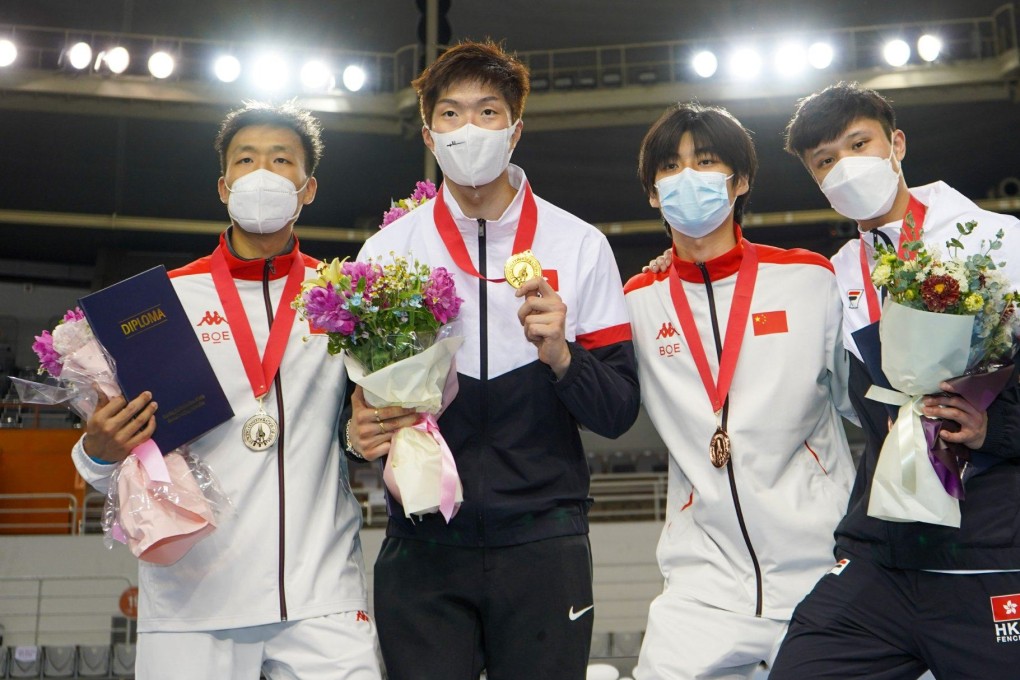 Asian Championships gold medallist Edgar Cheung Ka-long (second left) and bronze medallist Ryan Choi Chun-yin (first right) will lead Hong Kong’s efforts in the men’s team foil. Photo:  FIE