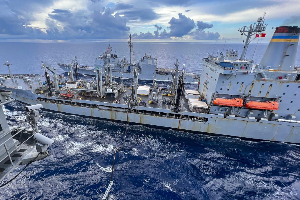 The USS Abraham Lincoln aircraft carrier refuels at sea. Photo: US Navy
