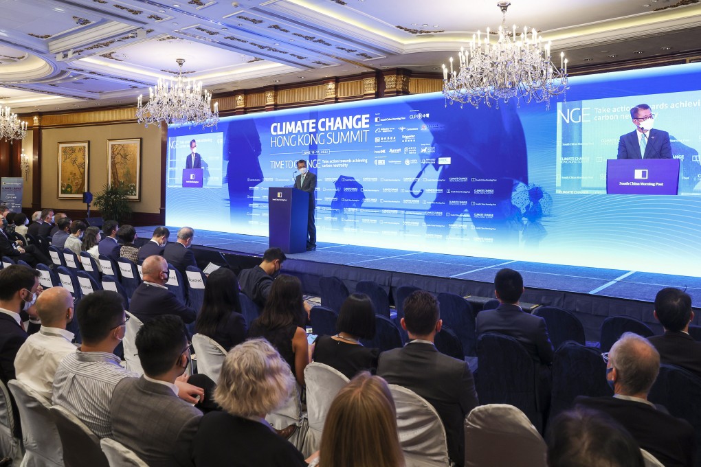 Hong Kong’s Financial Secretary Paul Chan Mo-po delivered a keynote address during the South China Morning Post’s Climate Change Hong Kong Summit 2022 at the Island Shangri La on 16 June 2022. Photo: Yik Yeung-man