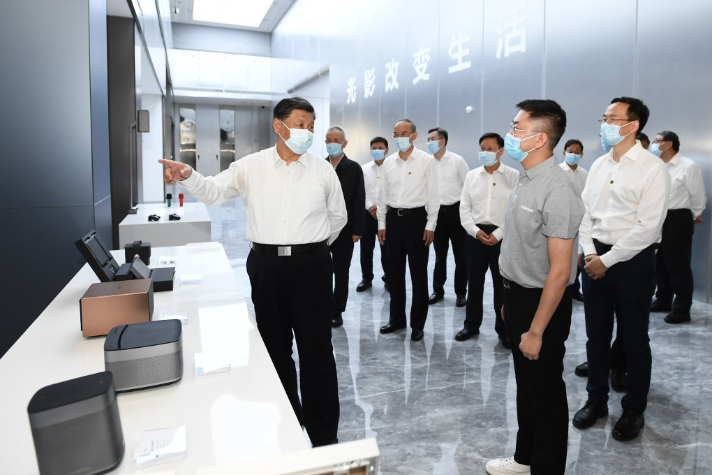 President Xi Jinping visits a business in Sichuan province last week to “learn about its independent innovation”, according to state media. Photo: Xinhua
