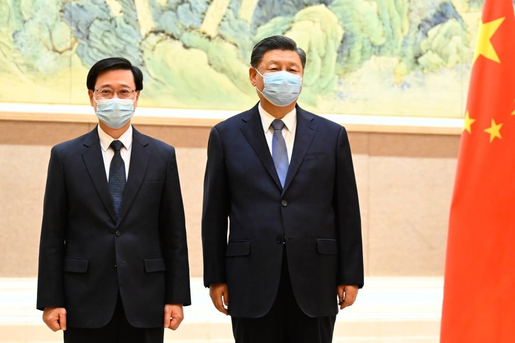 Chief executive-elect John Lee with President Xi Jinping in Beijing on May 30. Photo: Xinhua
