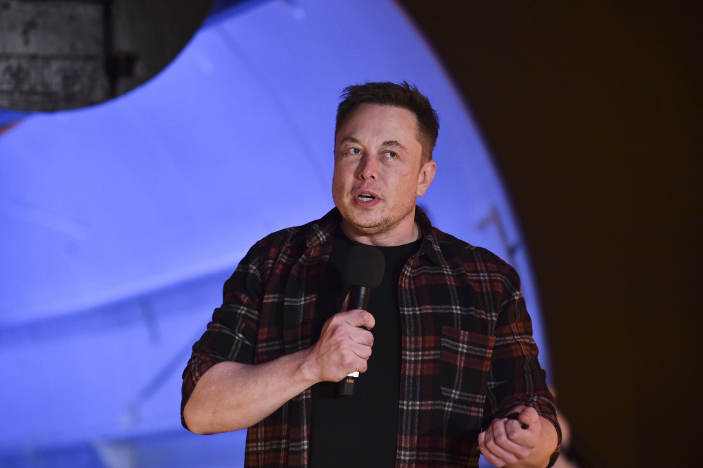Elon Musk, co-founder and chief executive officer of Tesla Inc, speaks during an unveiling event for the Boring Company Hawthorne test tunnel in Hawthorne, California, on December 18, 2018. Photo: AP