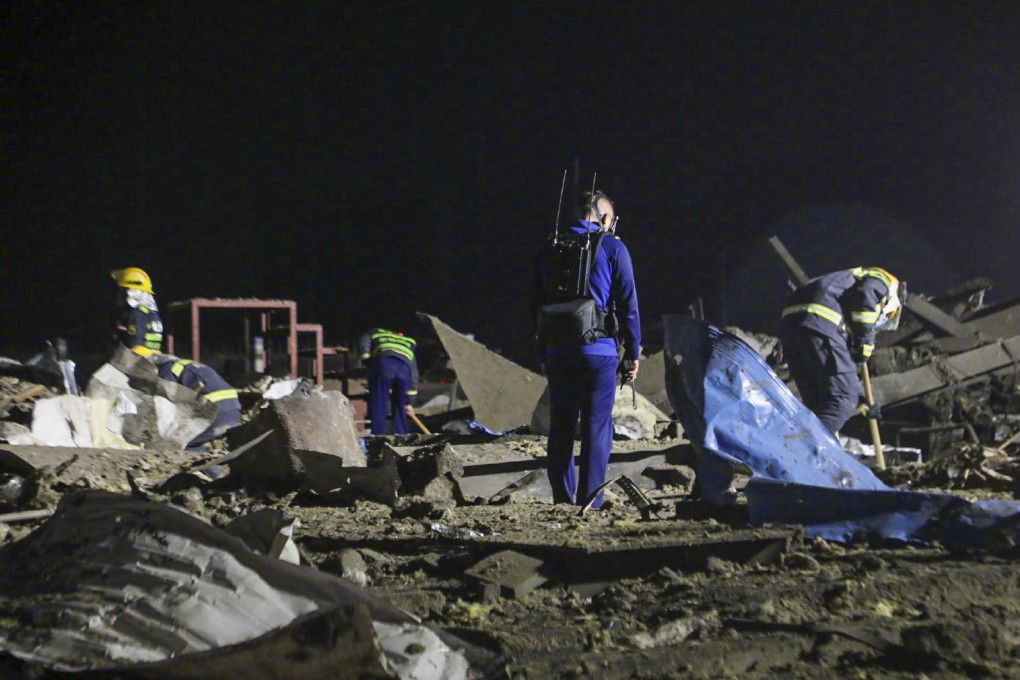 At least eight people are injured and six remain missing after a blast at a chemical industrial park on Thursday evening in Lanzhou, Gansu province. Photo: Xinhua