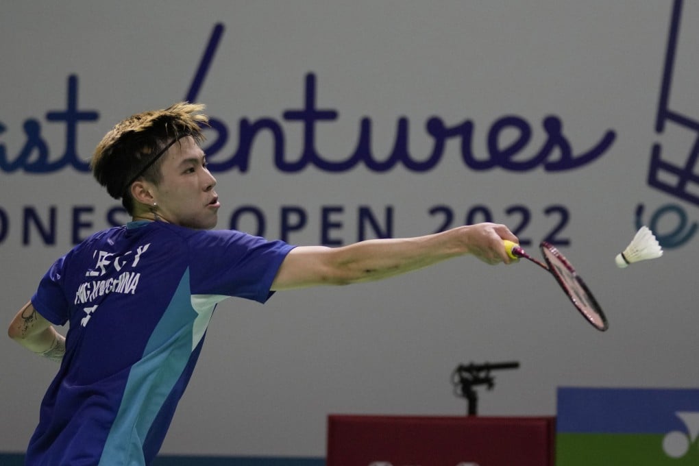 Lee Cheuk Yiu of Hong Kong competes against China’s Zhao Junpeng during their men’s singles quarter-final at the Indonesia Open. Photo: AP