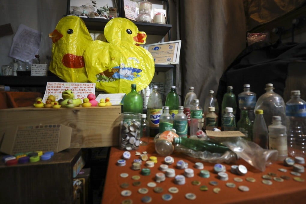 Rubber ducks and plastic bottles are among the items found by green group Ecobus during its litter-collection activities. Photo: Xiaomei Chen