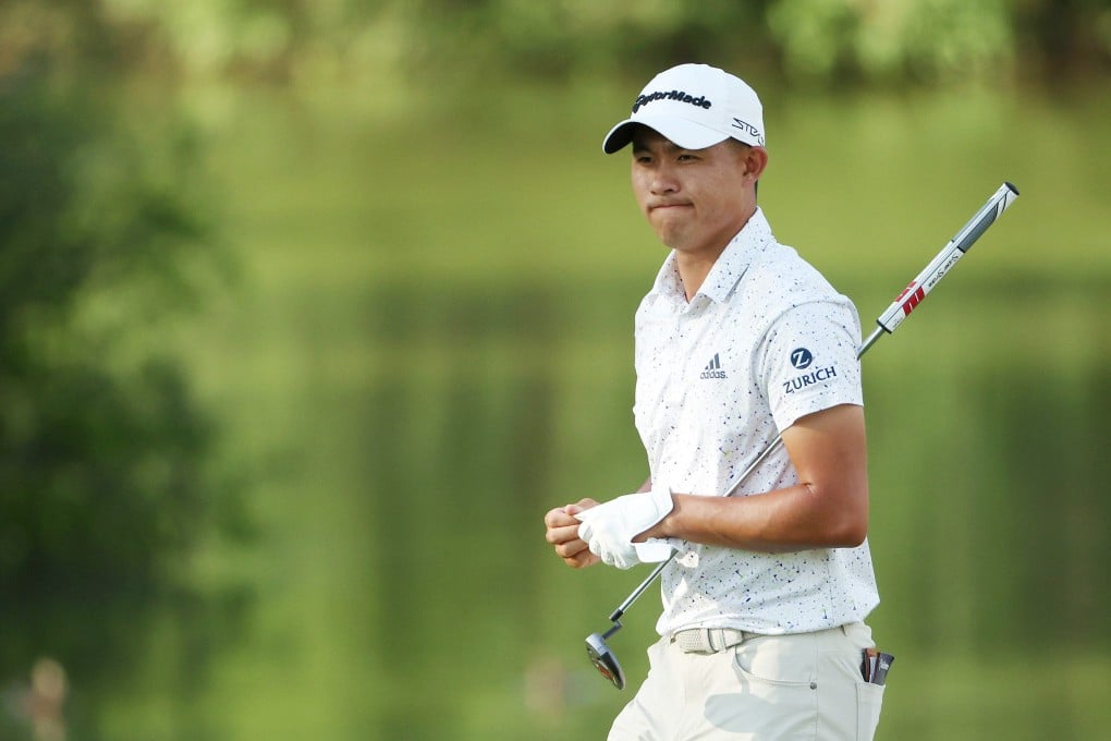 Collin Morikawa on the ninth green during the second round of the US Open. Photo: AFP