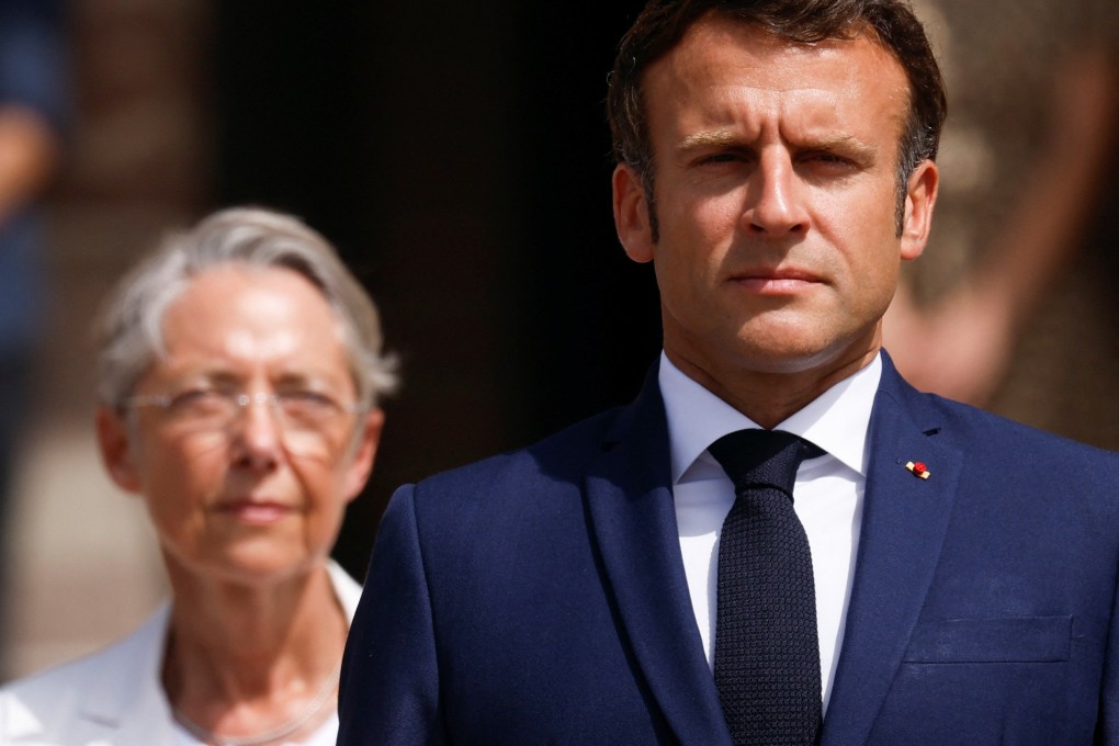 France’s President Emmanuel Macron and Prime Minister Elisabeth Borne, left. photo: EPA-EFE