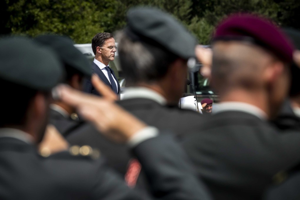 Dutch Prime Minister Mark Rutte during a meeting with peacekeeping veterans on Saturday. Photo: EPA-EFE